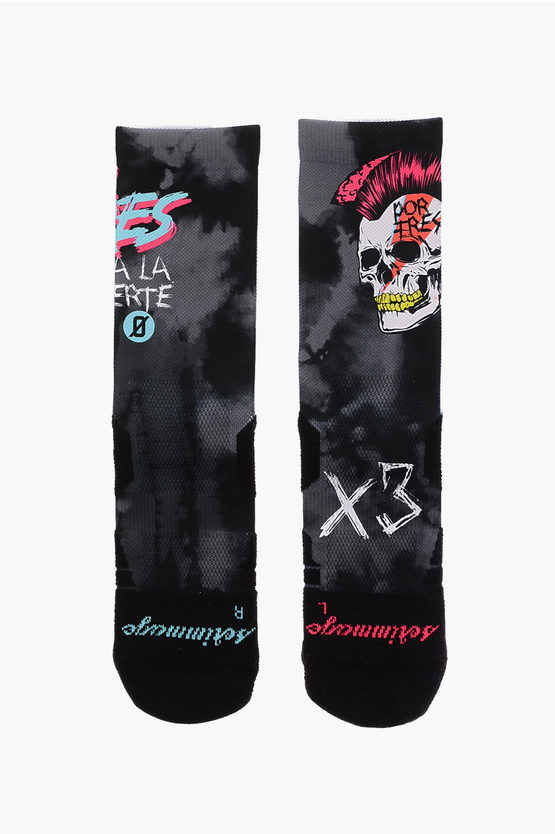 Scrimmage Acid Wash Effect Por Tres Long Socks In Black