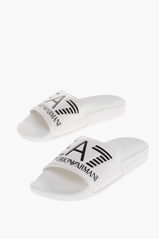 ARMANI COLLEZIONI EA7 EMPORIO RUBBER SLIDES WITH CONTRASTING LOGO
